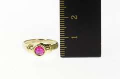 14K Yellow Gold Two Tone Syn. Ruby Cabochon Statement Ring
