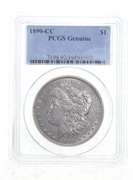 Genuine 1890-CC Morgan Silver Dollar - Graded PCGS