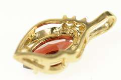 10K Yellow Gold Marquise Garnet Diamond Accent Statement Pendant