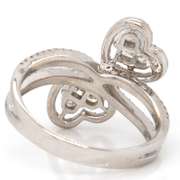 Pleasing White Gold Diamond Double Heart Mixed Cut Ring