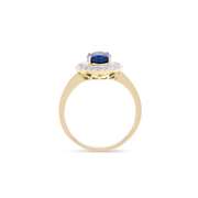 14KT Yellow Gold 1.50ct Blue Sapphire and Diamond Ring