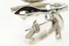 18K White Gold 0.68 Ctw Diamond Curved Bar Cluster Hoop Earrings