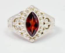 Lush Marquise Cut Garnet in Sterling Silver Ring
