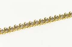 14K Yellow Gold 1.76 Ctw Diamond Classic Wavy Link Tennis Bracelet