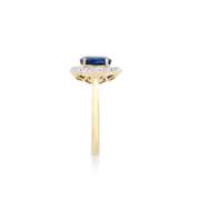 14KT Yellow Gold 1.50ct Blue Sapphire and Diamond Ring