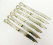 6 Vintage Sterling Silver Fruit Knives