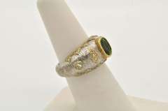LADIES 18 KT WHITE GOLD DIAMOND AND TOURMALINE RING