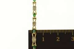 10K Yellow Gold Marquise Emerald Diamond Classic Tennis Bracelet