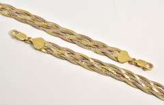 Sparkling Bi-Color Sterling Necklace & Bracelet