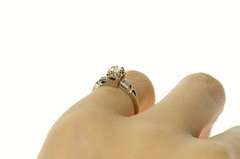 14K White Gold 0.60 Ctw Rectangular Diamond Engagement Ring