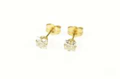 14K Yellow Gold Princess Squared Cubic Zirconia Stud Earrings