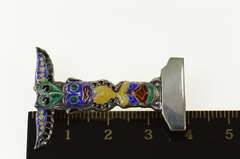 Sterling Hawaiian Tiki Enamel Ornate Tower Pin/Brooch