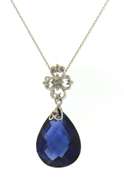 Fabulous White Gold Pear Shaped Synthetic Sapphire Necklace