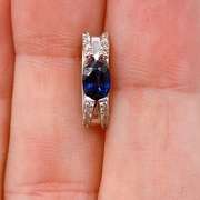 14kt Gold, Blue Sapphire, & Diamond Pendant