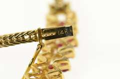 14K Yellow Gold 0.80 Ctw Ruby Diamond Statement Chain Necklace