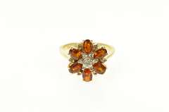 14K Yellow Gold Spessartite Garnet Diamond Halo Cocktail Ring