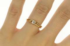 14K Yellow Gold 0.21 Ct Diamond Engagement Bridal Set Ring