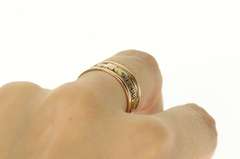 14K Yellow Gold Two Tone Victorian Leaf Wavy Pattern Band Ring