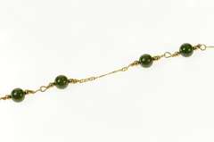 14K Yellow Gold Retro Nephrite Anchor Link Chain Bracelet