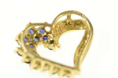 14K Yellow Gold Classic Syn. Sapphire Cluster Heart Pendant