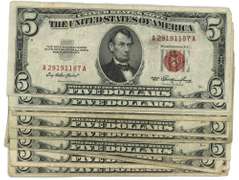 10 Series of 1953 $5 Red Seal US Notes
