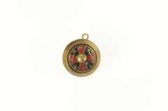 14K Yellow Gold Enamel Spinner Roulette Wheel Gambler Charm/Pendant