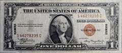 Series 1935A $1 Silver Certificate, World War II Hawaii Emergency Issue Note, Circulated.