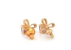 Fabulous Yellow Gold Amethyst Bow Earrings