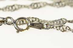 14K White Gold 2.2mm Herringbone Twist Link Spiral Chain Necklace