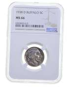 MS66 1938-D Indian Head Buffalo Nickel - Graded NGC TONED