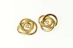 14K Yellow Gold Retro Twist Circle Stud Enhancer Earring Jackets