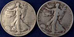 Lot Of 2 Walking Liberty Half Dollars, 1938-D & 1919.
