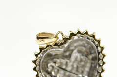10K Yellow Gold Pave Princess Diamond Heart Love Symbol Pendant
