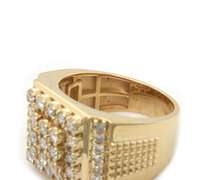Gorgeous Men's Diamond Cluster Ring in 10kt Yellow Gold