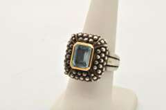 LADIES 925 AND 14 KT BLUE TOPAZ RING