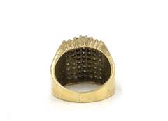 Pleasing Yellow Gold Diamond Wide Cluster Ring