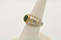 LADIES 18 KT WHITE GOLD DIAMOND AND TOURMALINE RING