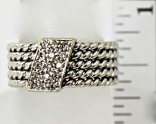 Multi-Band 18K White Gold Ring with Diamonds