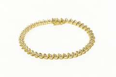 14K Yellow Gold 1.76 Ctw Diamond Classic Wavy Link Tennis Bracelet