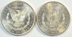 Semi-Prooflike BU 1885-O & 1886-P Morgan Silver Dollars