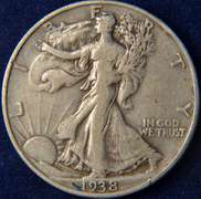 Lot Of 2 Walking Liberty Half Dollars, 1938-D & 1919.