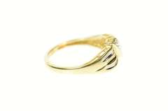 10K Yellow Gold Criss Cross Diamond Channel Statement Band Ring