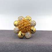 Fantastic 18kt Yellow Gold Citrine and Diamond Flower Style Ring