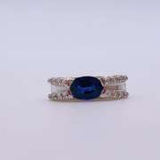 14kt Gold, Blue Sapphire, & Diamond Pendant
