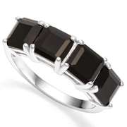 925 STERLING SILVER RING 6 MM PRINCESS CUT BLACK SPINEL WOMEN WEDDING RING BAND