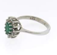 Graceful White Gold Emerald and Diamond Halo Ring