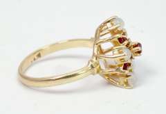 Sweet Garnet & Pearl Ring, 14KT