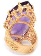 Pretty Large Marquise Amethyst Yellow Gold Ring