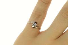 10K White Gold 0.22 Ct Diamond Solitaire Bypass Engagement Ring