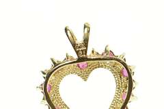 10K Yellow Gold Classic Ruby Diamond Accent Heart Pendant